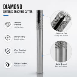6-16mm Flat End Sintered Stone Tools with Groove Diamond CNC Router Bit Engraving Cutter Slotting Bottom Milling Cutting Granite