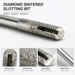 6-16mm Flat End Sintered Stone Tools with Groove Diamond CNC Router Bit Engraving Cutter Slotting Bottom Milling Cutting Granite