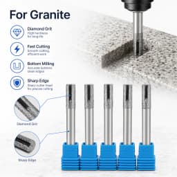 6-16mm Flat End Sintered Stone Tools with Groove Diamond CNC Router Bit Engraving Cutter Slotting Bottom Milling Cutting Granite