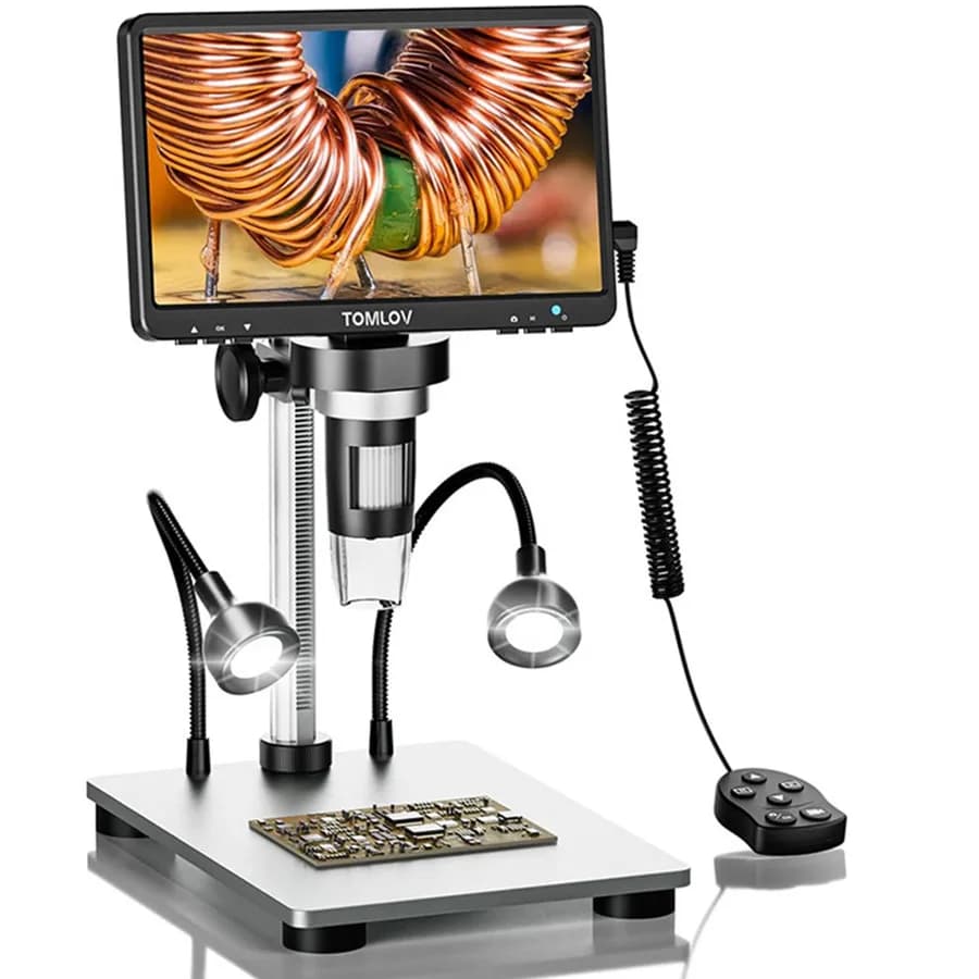 TOMLOV DM9 Digital USB Electronic Microscope 1080P 7" LCD Display 1200X Magnification Microscopio for Phone Repairing