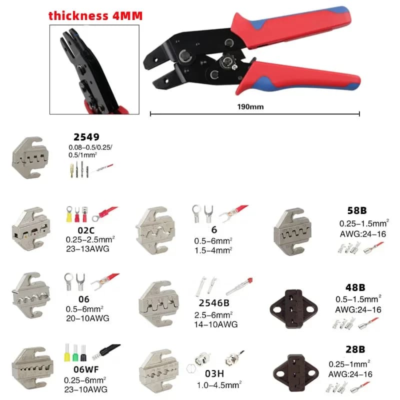 SN Series Crimping Plier Jaw for Spring Terminals Bare Terminals Insulated Terminals 58B 2549 02C 06WF 2546B 58B 06