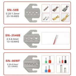 SN Series Crimping Plier Jaw for Spring Terminals Bare Terminals Insulated Terminals 58B 2549 02C 06WF 2546B 58B 06
