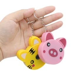 Cartoon Tape Measure 0-150cm 0-60 Inch Mini Portable Cute Animal Shape Key Ring Automatic Tape Measure Panda Frog Piggy Tiger