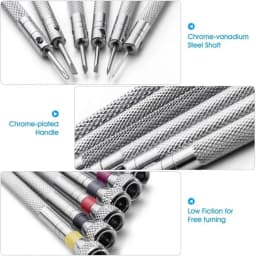 5pcs/set 0.8-1.6mm Steel Screwdriver for Watch Repairing Portable Watch Tools Band Removal with Mini Link Pins Watchmaker Tools