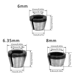 6/12PCS 6/6.35/8mm Milling Cutter Collet Adapter Collets Chuck Engraving Trimming Machine Electric Milling Cutter Accessories