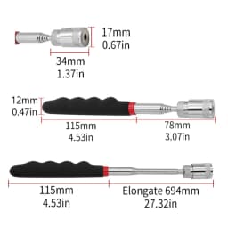 Telescopic Adjustable Magnetic Pick-Up Tools Magnetic Telescopic Magnet Grip Long Pen Telescopic Magnet Stick with LED Light