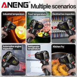 ANENG TH203 Smart Industrial Infrared Thermometer -50~600℃ Temperature Gun VA Reverse Color Screen Tester Meter Pyrometer Tools