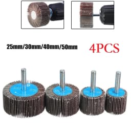 4pc Emery Cloth Sanding Flap Wheel 80Grit With 6mm Mandrel Rod Abrasive Sandpaper Polishing Tools 25 30 40 50mm For Rotary Tool