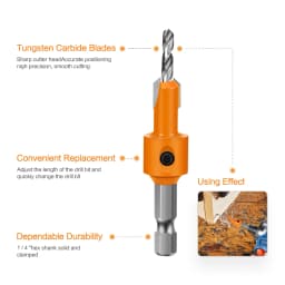 Countersink Wood Drill Bit 6.35mm Hex Shank Sink Hole Cutter For Hiding Screw Hole Woodworking Drilling Tool