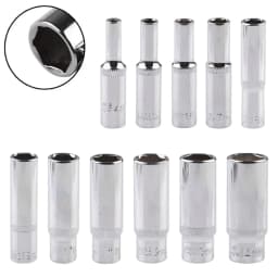 1pc Deep Socket 4/5/6/7/8/9/10/11/12/13/14mm Deep Socket Adapter 1/4inch Hex Socket Wrench Heads Ratchet Tool