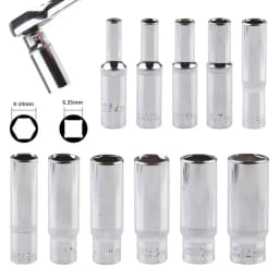 1pc Deep Socket 4/5/6/7/8/9/10/11/12/13/14mm Deep Socket Adapter 1/4inch Hex Socket Wrench Heads Ratchet Tool