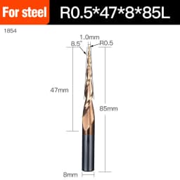 HUHAO Spiral Ball Nose Tapered End Mill Engraving Bit HRC55 CNC End Mill 4mm 6mm 8mm 3D Carving Bits Wood Metal Tools