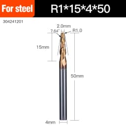 HUHAO Spiral Ball Nose Tapered End Mill Engraving Bit HRC55 CNC End Mill 4mm 6mm 8mm 3D Carving Bits Wood Metal Tools