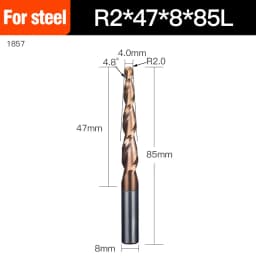 HUHAO Spiral Ball Nose Tapered End Mill Engraving Bit HRC55 CNC End Mill 4mm 6mm 8mm 3D Carving Bits Wood Metal Tools