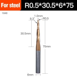 HUHAO Spiral Ball Nose Tapered End Mill Engraving Bit HRC55 CNC End Mill 4mm 6mm 8mm 3D Carving Bits Wood Metal Tools