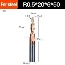 HUHAO Spiral Ball Nose Tapered End Mill Engraving Bit HRC55 CNC End Mill 4mm 6mm 8mm 3D Carving Bits Wood Metal Tools