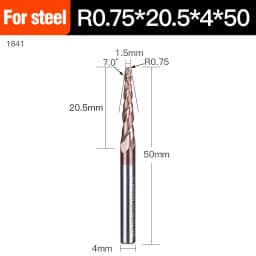 HUHAO Spiral Ball Nose Tapered End Mill Engraving Bit HRC55 CNC End Mill 4mm 6mm 8mm 3D Carving Bits Wood Metal Tools