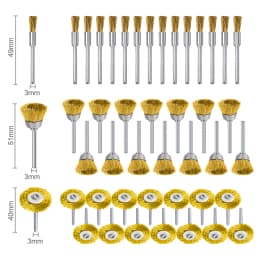 XCAN 45pcs Steel Wire Brass Wheel Cup Brush Set 3mm Shank Polishing Brush Mini Drill Rust Removal for Dremel Rotary Tool