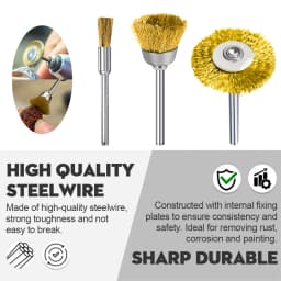 XCAN 45pcs Steel Wire Brass Wheel Cup Brush Set 3mm Shank Polishing Brush Mini Drill Rust Removal for Dremel Rotary Tool