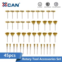 XCAN 45pcs Steel Wire Brass Wheel Cup Brush Set 3mm Shank Polishing Brush Mini Drill Rust Removal for Dremel Rotary Tool