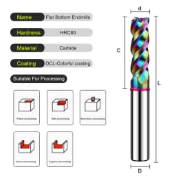 SHAZAM TGP-HRC60 3-Flute Color Circle DLC-Coating Tungsten Steel Carbide Aluminum Flat End Endmills CNC Machining Milling Cutter