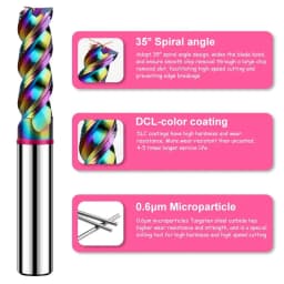 SHAZAM TGP-HRC60 3-Flute Color Circle DLC-Coating Tungsten Steel Carbide Aluminum Flat End Endmills CNC Machining Milling Cutter
