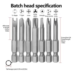 4/5/7/13PCs Special-shaped Screwdriver Bits Slotted Phillips Triangle Magnetic Batch Head Inner Cross Three Points Screwdrivers