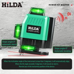 HILDA 16/12 Lines Laser Level Green Line SelfLeveling 360 Horizontal And Vertical Super Powerful Laser Level Green Beam