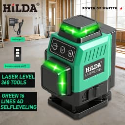 HILDA 16/12 Lines Laser Level Green Line SelfLeveling 360 Horizontal And Vertical Super Powerful Laser Level Green Beam