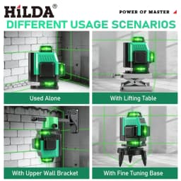 HILDA 16/12 Lines Laser Level Green Line SelfLeveling 360 Horizontal And Vertical Super Powerful Laser Level Green Beam