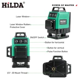 HILDA 16/12 Lines Laser Level Green Line SelfLeveling 360 Horizontal And Vertical Super Powerful Laser Level Green Beam