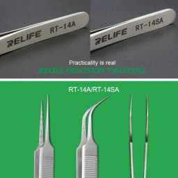 RELIFE RT-14A RT-14SA High Hardness Maintenance Tweezers Anti-Static Straight Curved Phone CPU IC Repair Clips Hand Tool