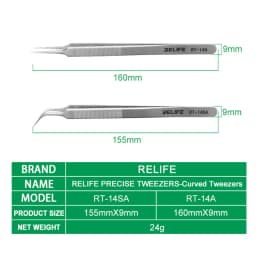 RELIFE RT-14A RT-14SA High Hardness Maintenance Tweezers Anti-Static Straight Curved Phone CPU IC Repair Clips Hand Tool