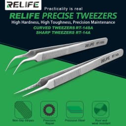 RELIFE RT-14A RT-14SA High Hardness Maintenance Tweezers Anti-Static Straight Curved Phone CPU IC Repair Clips Hand Tool