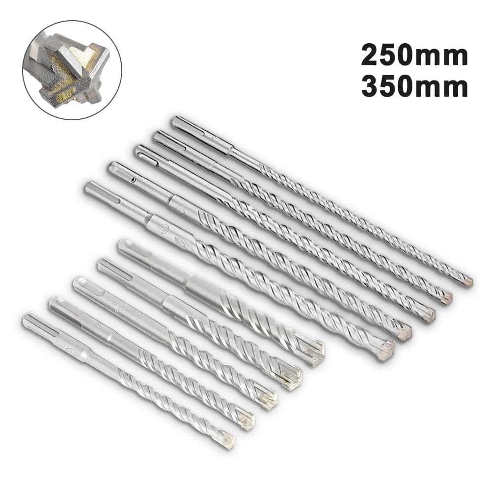 250mm 350mm Long Masonry Drill Bit SDS Plus Shank for Electric Hammer Tungsten Carbide Cross-Tip Diameter from 10 to 32