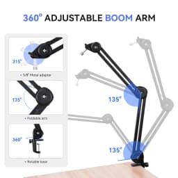 TOMLOV Flexible Arm Digital Microscope Stand, Upgraded Suspension Boom Scissor Arm Stand Heavy Duty Mic Arm For Diy Solding