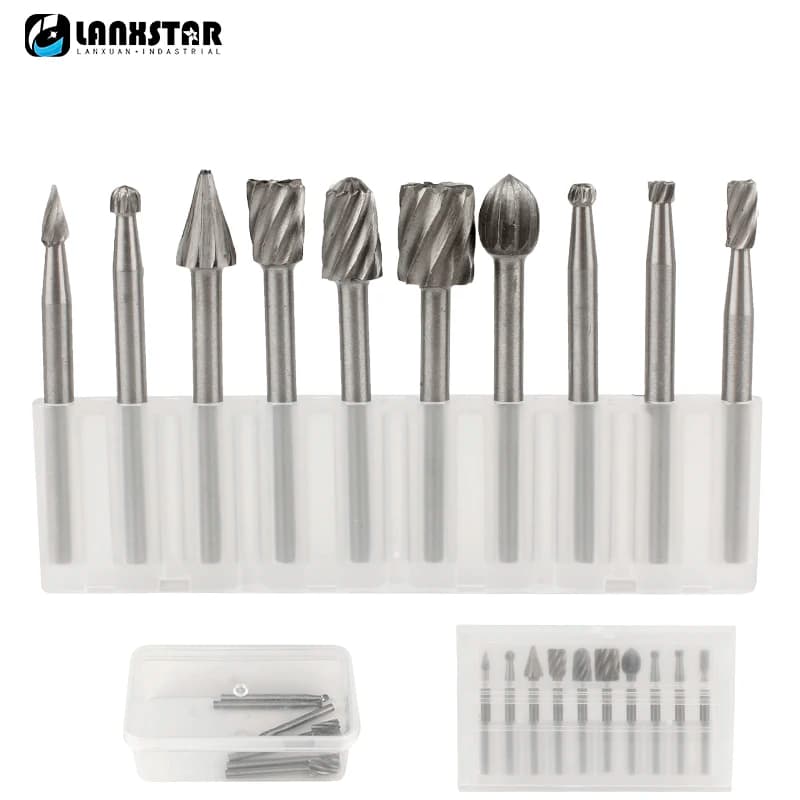 6/10pcs Set HSS Routing Router Drill Bits Set for Dremel Carbide Rotary Burrs Tools Wood Stone Metal Root Carving Milling Cutter