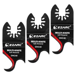EZARC Oscillating Multi Tool Hook Knife Blade, 3PCS Multitool Saw Blades for Cutting Soft Materials Roofing Shingles, PVC Carpet