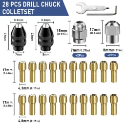 Keyless Chuck1/32" to 1/8" Replacement 4486 and 4485 Drill Keyless Chuck Shank Rotary Tool Quick Change Adapter Kit Compatible