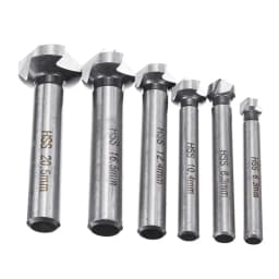 6Pcs HSS Chamfering End Mill Cutter Set 3 Flute Round Shank 6.3-20.5mm Tapered Drill Bit 90 Degree Countersink Deburring Tool