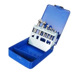6Pcs HSS Chamfering End Mill Cutter Set 3 Flute Round Shank 6.3-20.5mm Tapered Drill Bit 90 Degree Countersink Deburring Tool