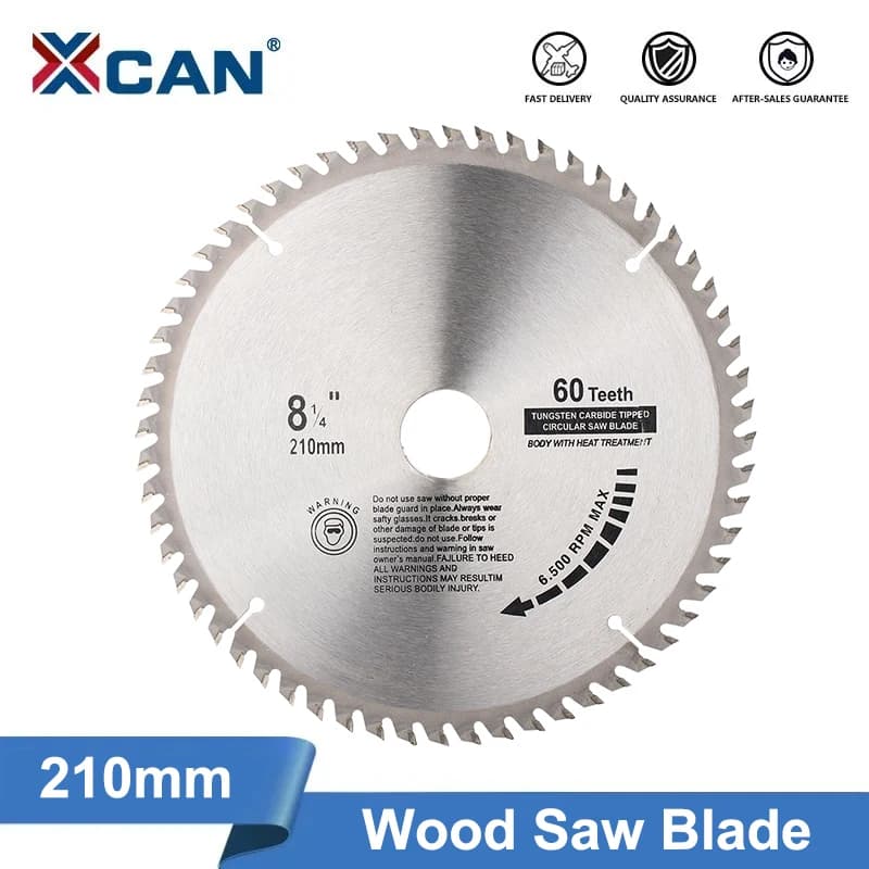 XCAN Circular Saw Blade Diameter 210mm Teeth 24T 48T 60T 80T Wood Cutting Disc Carbide Tipped TCT Saw Blade Woodworking Tools