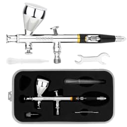 NEOECO NCT-SJ83 Dual Action Airbrush 9cc 1/3 oz Fluid Cups Quick Remove Air brush Cap Design Gravity Feed Set for Model Cake Art