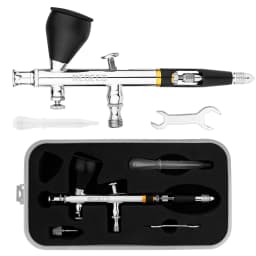 NEOECO NCT-SJ83 Dual Action Airbrush 9cc 1/3 oz Fluid Cups Quick Remove Air brush Cap Design Gravity Feed Set for Model Cake Art