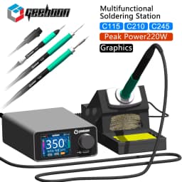GEEBOON 220W TC22 soldering station compatible with 115/210/245/T12 soldering tip color curve display soldering rework station