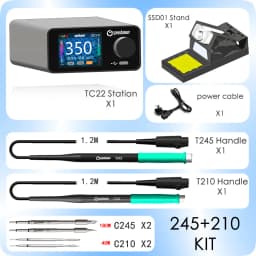 GEEBOON 220W TC22 soldering station compatible with 115/210/245/T12 soldering tip color curve display soldering rework station