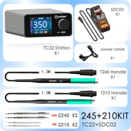GEEBOON 220W TC22 soldering station compatible with 115/210/245/T12 soldering tip color curve display soldering rework station