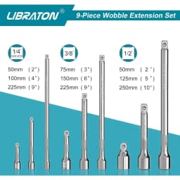 Libraton Wobble Extension Set Socket Extensions Set Ratchet Extensions 1/4" 3/8" 1/2" Wobble Extensions Drive Socket Extension
