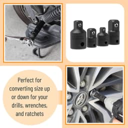 4PCS 1/2 3/8 1/4 inch Impact Socket Adapter Reducer Set Use Wrenches Drills in Auto and Impact Driver Construction Work