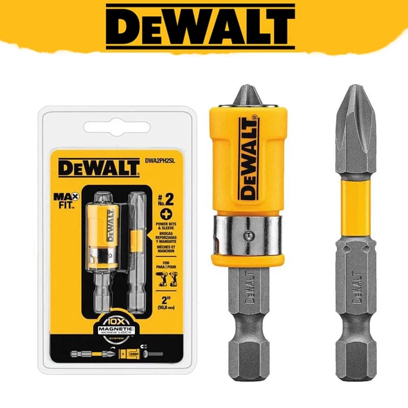 DEWALT Original DWA2PH2SL MAXFIT 2'' PH2 Impact Driver Bit Sleeve Set Pivoting Magnetic Sucker Tool Accessories